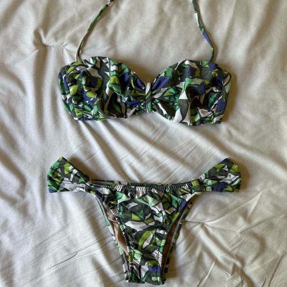Multicolor leaf life pattern two piece bikini bathing suit - Picture 1 of 11